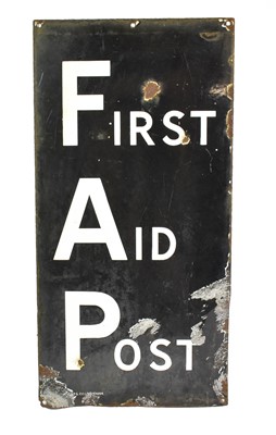 Lot 2176 - A Mid-20th Century First Aid Post Enamel Sign,...