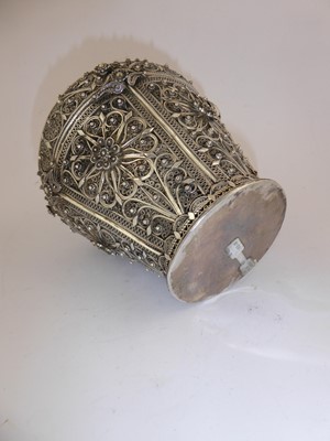 Lot 2051 - A Silver Filigree Jar and Cover
