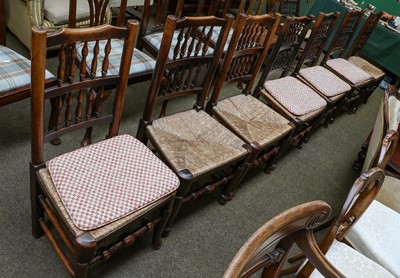 Lot 1324 - A set of 19th century seven oak rush seated...