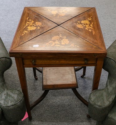 Lot 1245 - An Edwardian rosewood envelope card table,...