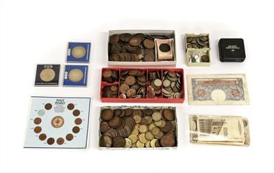 Lot 444 - Assorted Coins and Banknotes, to include:...