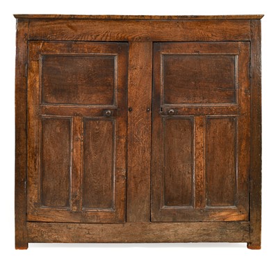 Lot 755 - An Early 18th Century Joined Oak Cupboard, the...