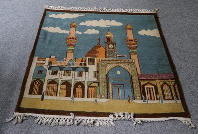 Lot 1231 - Pictorial rug, possibly Hurat, the field...