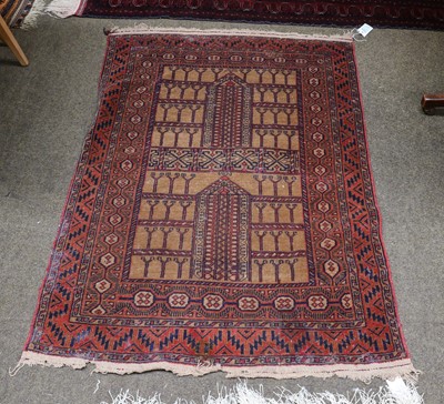 Lot 1218 - Afghan Prayer rug, the camel field with two...