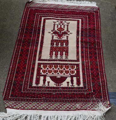 Lot 1074 - Afghan Prayer rug, the camel field with two...