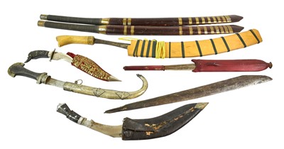 Lot 2367 - A Pair of Burmese Dha Swords, each with 44cm...