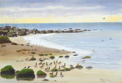 Lot 617 - Philip Rickman (1891-1982) Beach scene with...