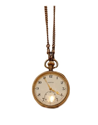 Lot 103 - A 9-carat gold open-faced pocket watch signed...
