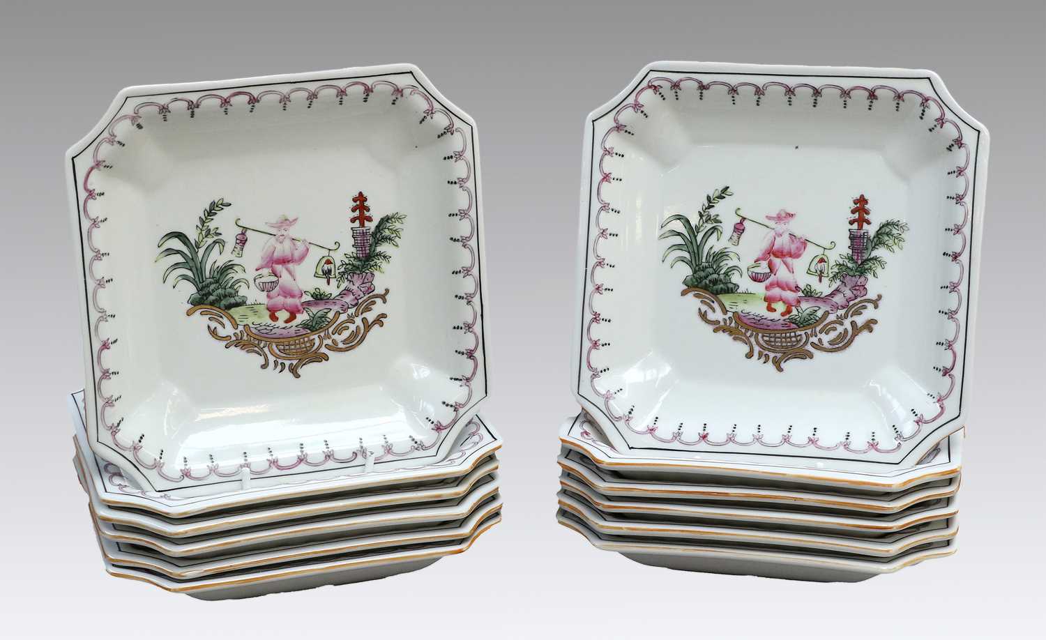Lot 208 - A Set of Twelve Chinoiserie Decorated...