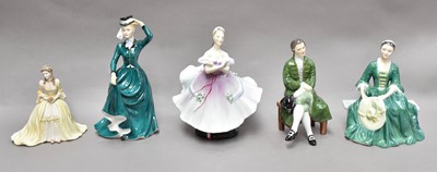 Lot 184 - Royal Doulton and Coalport figures including: "...