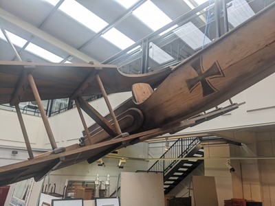 Lot 338 - A large wooden model aeroplane based on a...