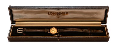 Lot 165 - A lady's 18-carat gold wristwatch, signed...