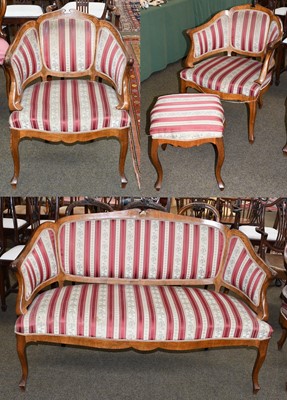 Lot 1328 - A late Victorian walnut framed upholstered...