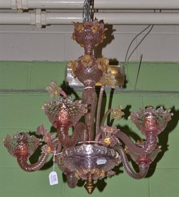 Lot 535 - A Venetian-style mottled pink glass light fitting