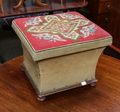 Lot 1299 - Victorian mahogany tapestry top box stool,...