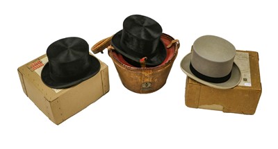 Lot 2076 - Tress & Co London Black Silk Top Hat, in a...