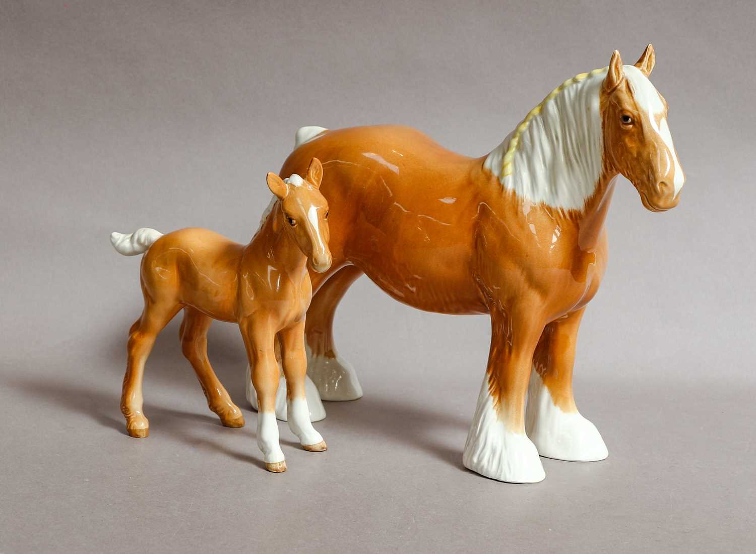 Lot 1186 - Beswick Shire Mare and Foal