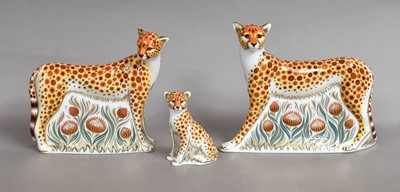 Lot 240 - A Royal Crown Derby Cheetah Family Group of...