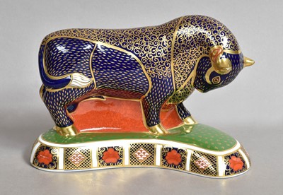 Lot 234 - A Royal Crown Derby paperweight, 'Grecian Bull'...