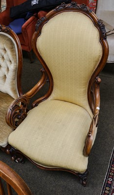 Lot 1334 - Victorian mahogany open armchair with carved...