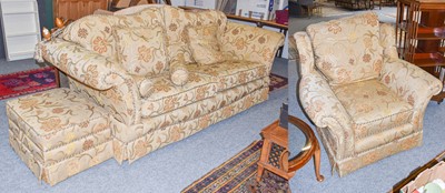 Lot 1239 - Two piece suite and matching foot stool