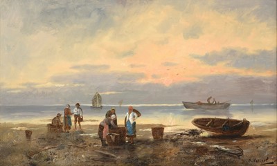 Lot 514 - A. Vescovi (19th century) Italian Beach scene...