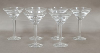 Lot 190 - A set of six Stuart crystal champagne glasses,...