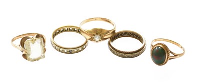 Lot 158 - A 9 carat gold citrine ring, finger size M1/2;...