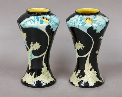 Lot 204 - A pair of Black Ryden waisted vases, designed...