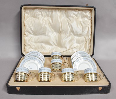 Lot 192 - A cased Wedgwood six place coffee service with...