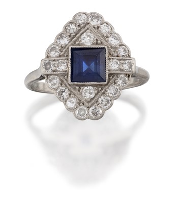 Lot 2108 - An Art Deco Sapphire and Diamond Ring