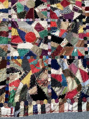 Lot 2117 - 19th Century Crazy Patchwork, within a silk...