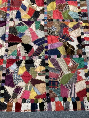 Lot 2117 - 19th Century Crazy Patchwork, within a silk...