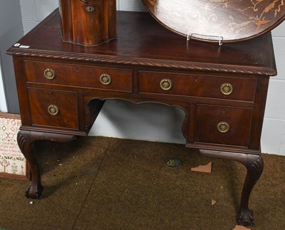 Lot 1381 - A mahogany leather inset kneehole writing desk,...