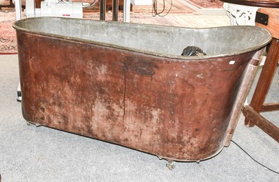 Lot 961 - A 19th Century French Roll-Top Copper Bath, of...