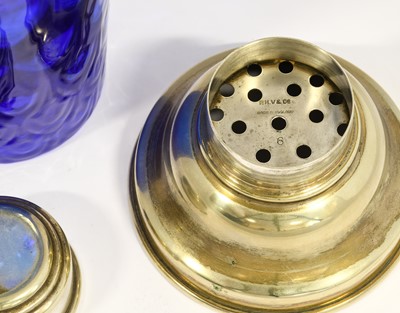 Lot 1090 - An Art Deco Silver Plate and Blue Glass...