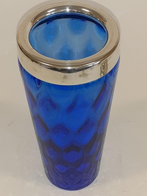 Lot 1090 - An Art Deco Silver Plate and Blue Glass...