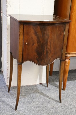 Lot 1289 - A Mahogany Bedside Cupbord, with serpentine...