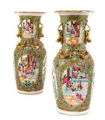 Lot 180 - A Pair of Cantonese Porcelain Vases, mid 19th...