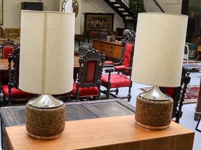 Lot 309 - A pair of cork mounted table lamps