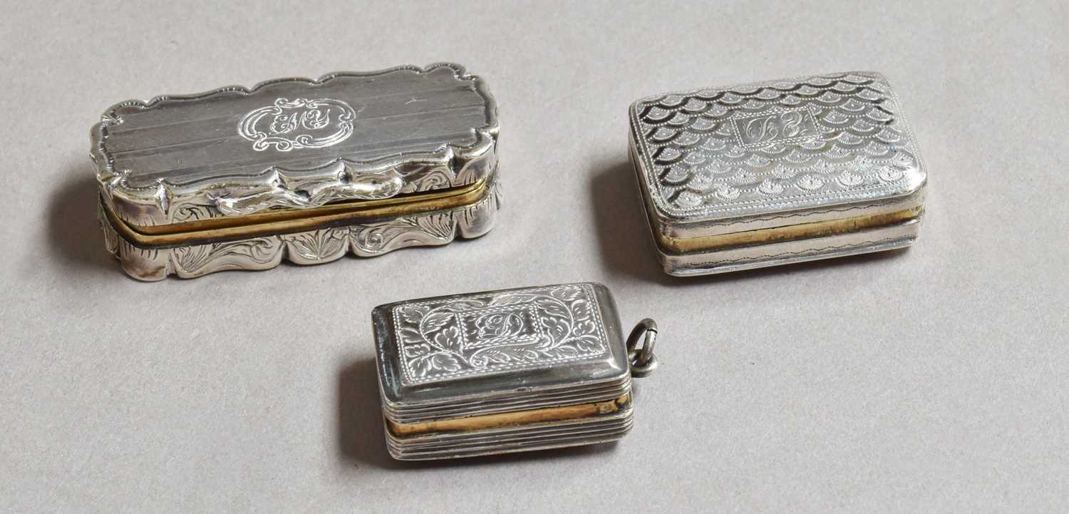Lot 20 - A George III Silver Vinaigrette and Two...