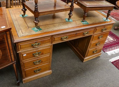 Lot 1362 - A Victorian mahogany twin pedestal desk, the...