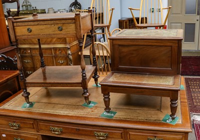 Lot 1361 - A set of Victorian mahogany bed steps, leather...