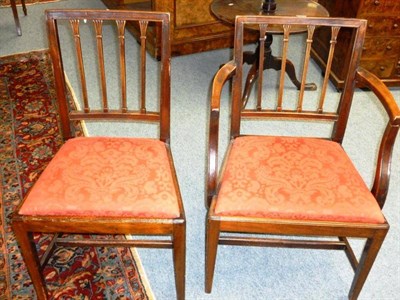 Lot 1234 - A Set of Ten Late George III Mahogany Dining Chairs, circa 1810, the curved and reeded splats above