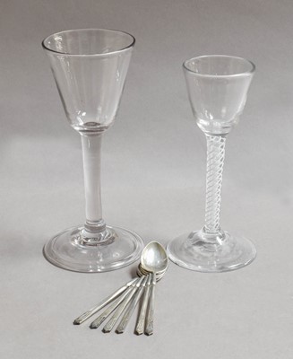 Lot 209 - A wine glass with large funnel shaped bowl,...