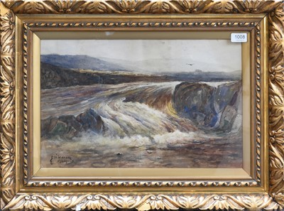 Lot 1008 - George Aikman RSA (1830-1905) "Spate on the...