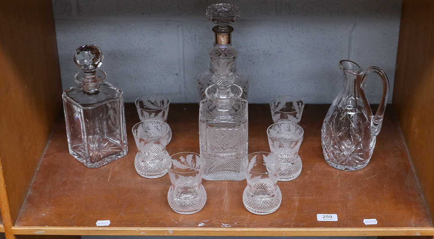 Lot 259 - Edinburgh crystal thistle pattern decanter and...