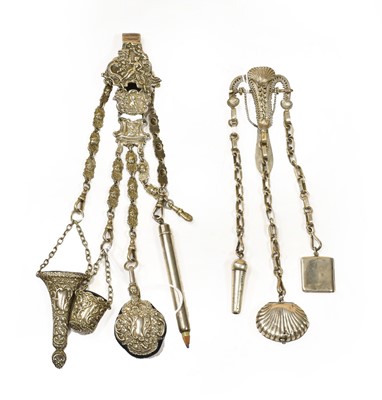 Lot 2123 - Late 19th Century Plated Chatelaine with...