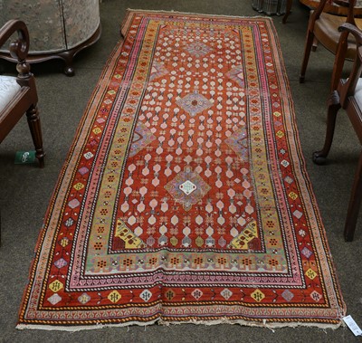 Lot 1224 - Karabagh rug the terracotta field of lattice...