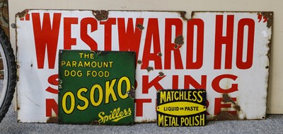Lot 308 - Five various enamel advertising signs for...